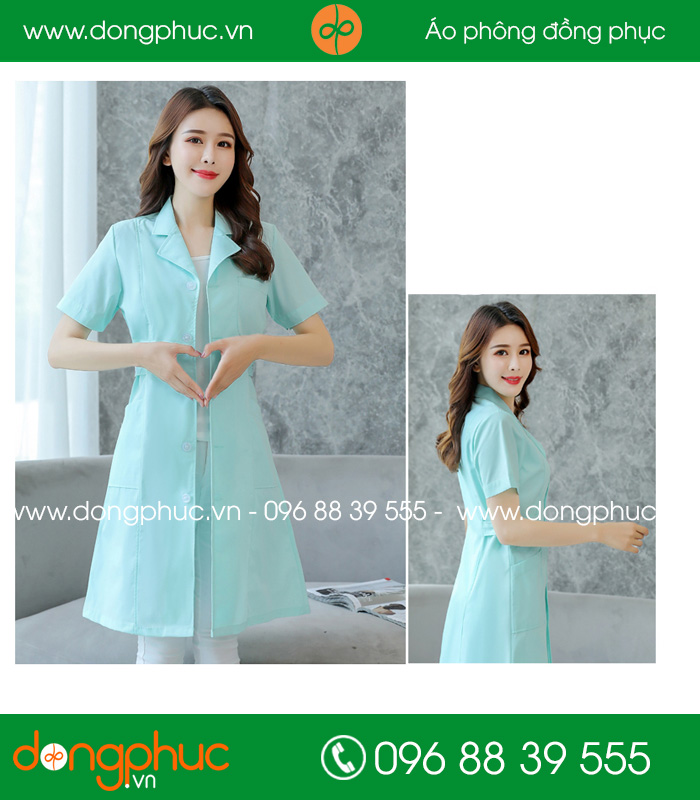 Áo blouse đồng phục y tá - Bác sĩ màu xanh lơ